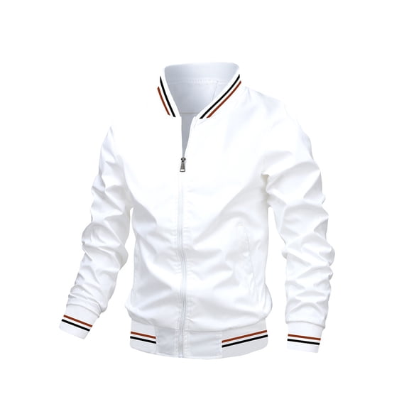 JYYYBF Men's Fall Lightweight Bomber Jacket Stripe Print Long Sleeve Stand Collar Zip Up Fitted Coat