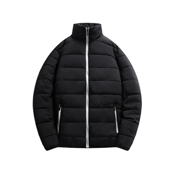JYYYBF Men's Winter Puffer Warm Coat, Long Sleeve Stand Collar Zipper Closure Loose Warm Thicken Down Overcoat Jacket