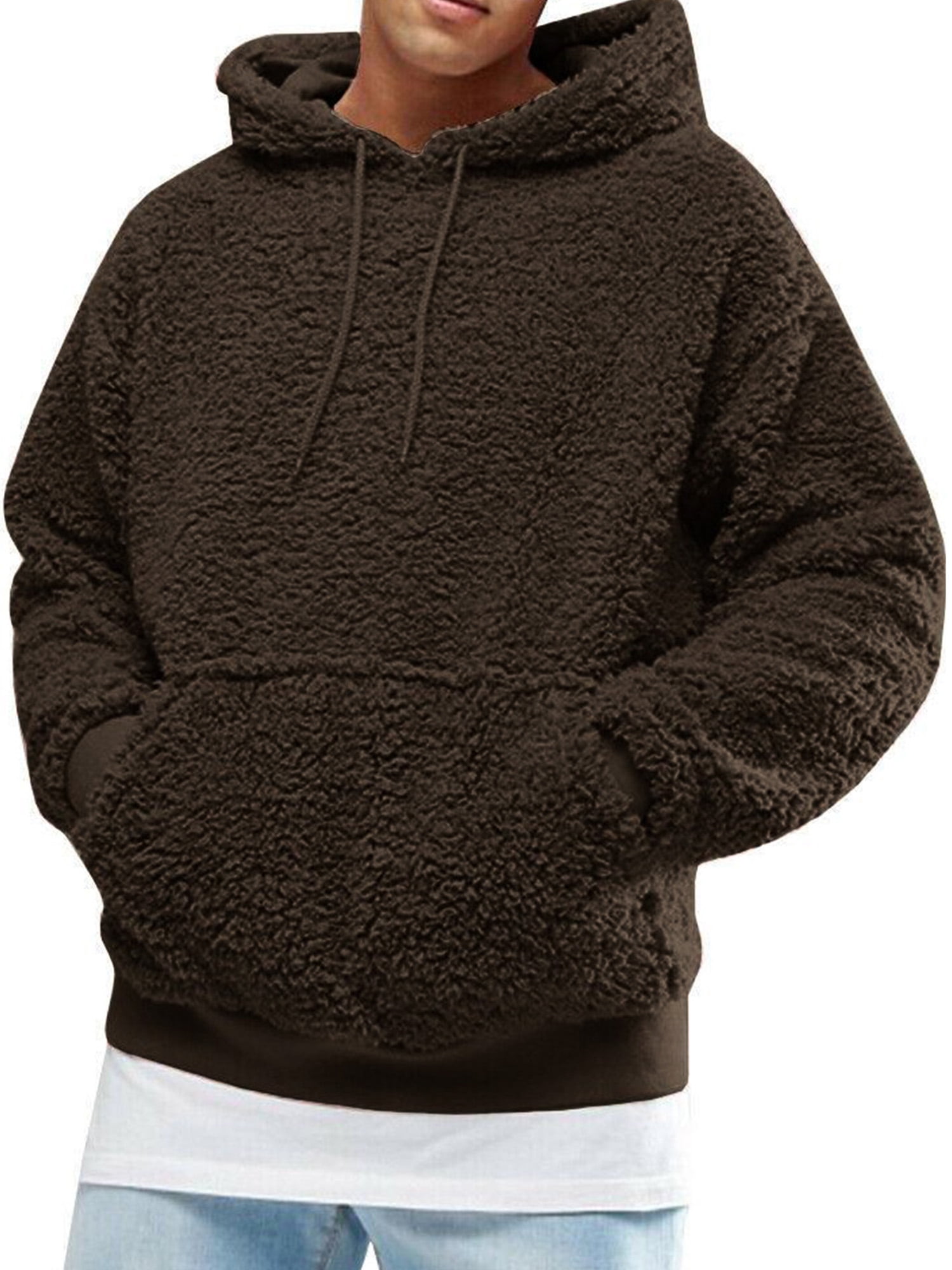 JYYYBF Mens Fuzzy Pullover Hoodie Sherpa Sweatshirt Long Sleeve