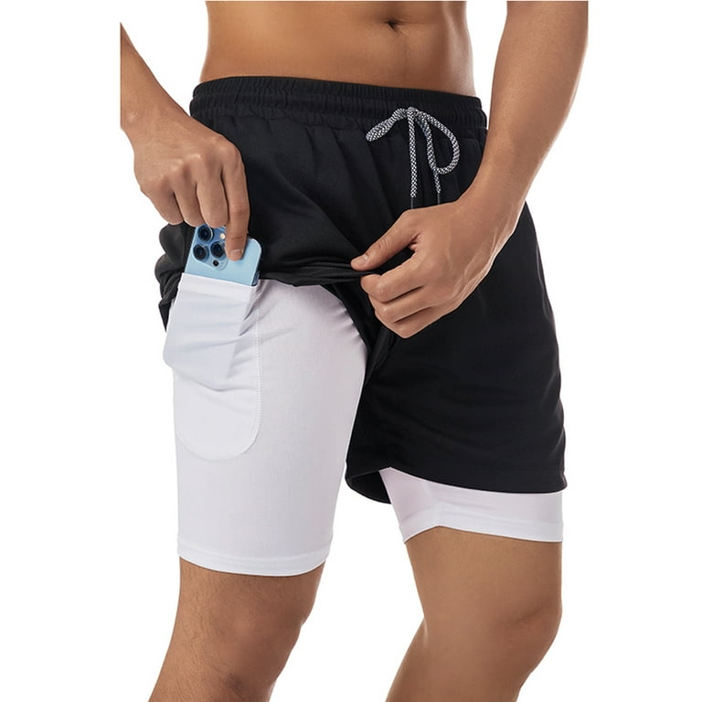 JYYYBF Mens Workout Running Shorts 2 in 1 Stealth Shorts Gym Yoga
