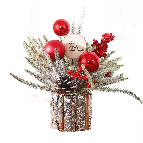 JYYYBF Mini Christmas Tree, Christmas Ball Pine Needle Pine Nut Decorative Handmade Christmas Tree Tabletop Desk Decoration
