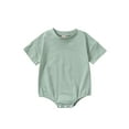 thumbnail image 1 of JYYYBF Newborn Infant Baby Solid Color Bubble Romper Crewneck Short Sleeve One Piece Bodysuit Summer Playsuit, 1 of 6