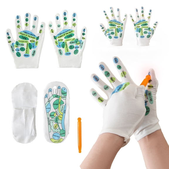 JYYYBF Reflexology Socks and Gloves Soft Acupressure Socks with English Chart Pain Relief Massage Socks for Men Women