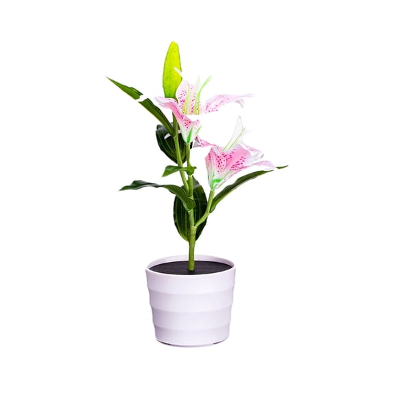 JYYYBF Solar LED Garden Lights Waterproof Potted Plant Lights with 2 Lily Flowers Yard Lamp for Landscape Outdoor Decorations