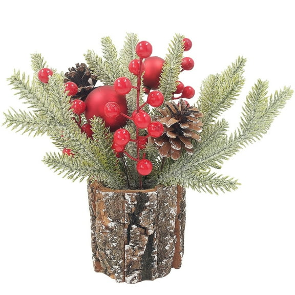 JYYYBF Tabletop Christmas Tree Snow Flocked Small Artificial Tree with Pinecone Berries Desk Decor for Fireplace Home Party