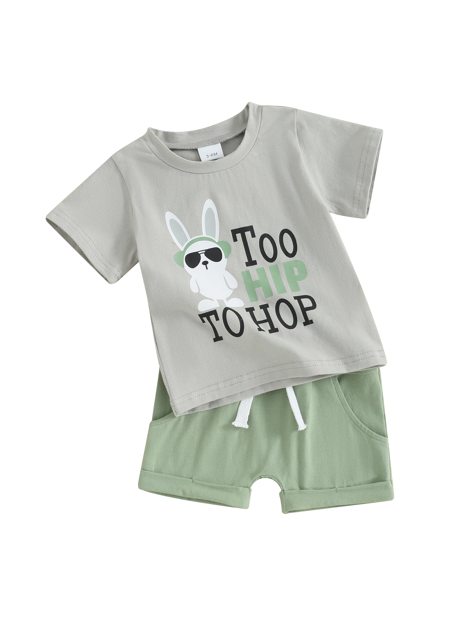JYYYBF Toddler Boys Easter Outfits Bunny Print Short Sleeve TShirt and
