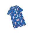 thumbnail image 1 of JYYYBF Toddler Boys Rash Guard Swimwear Cartoon Marine Organisms Print Short Sleeve Swimsuits Front Zipper Bathing Suits, 1 of 7