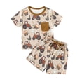 thumbnail image 1 of JYYYBF Toddler Boys Summer Outfits Chick Print Short Sleeve T-Shirt and Elastic Casual Shorts for 2 Piece Vacation Clothes Set, 1 of 7