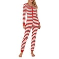 thumbnail image 1 of JYYYBF Woman's Christmas Stripe One-piece Pajamas, Sexy Round Neck Long Sleeve Slim Elastic Jumpsuit, Daily Life and Holiday, 1 of 8