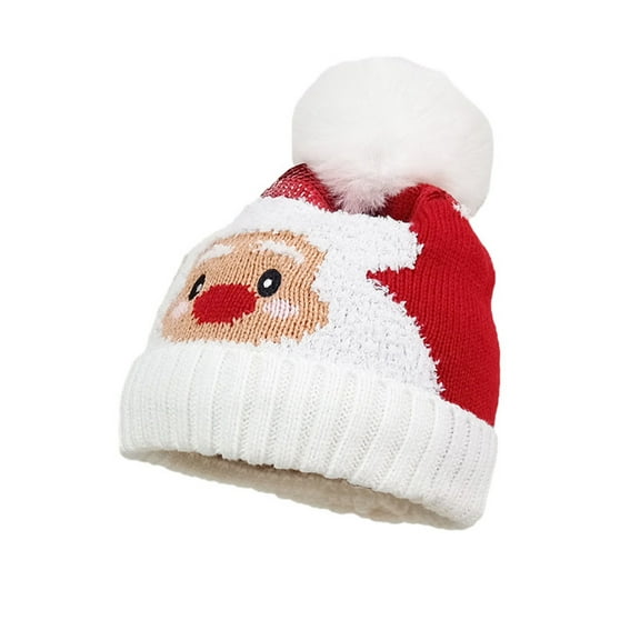 JYYYBF Women Christmas Cartoon Hat Warm Woolen Hat Knitted Santa Claus Elk Hat with Bobble