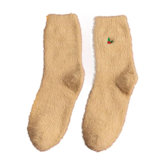 JYYYBF Women Christmas Mid-Tube Socks Autumn Winter Fuzzy Christmas Tree Candy Pattern Warm Fashion Cozy Stockings