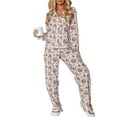 thumbnail image 1 of JYYYBF Women Christmas Pajamas Lounge Set Santa Christmas Tree Print Long Sleeve Tops and Pants 2 Piece Loungewear Outfits, 1 of 8