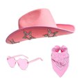 thumbnail image 1 of JYYYBF Women Cowgirl Hat Set Rhinestone Star Western Hat with Bandana and Sunglasses for Bachelorette Party, 1 of 8