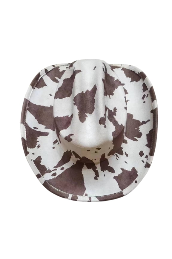 Women Cowgirl Hat, Vintage Cow Pattern Soft Wide Brim Hat Western Hat for Club Party