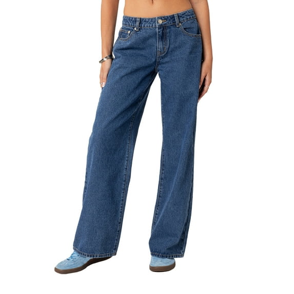 JYYYBF Women Denim Wide Leg Pants Casual Solid Color Loose Jeans Trousers for Work Office Streetwear