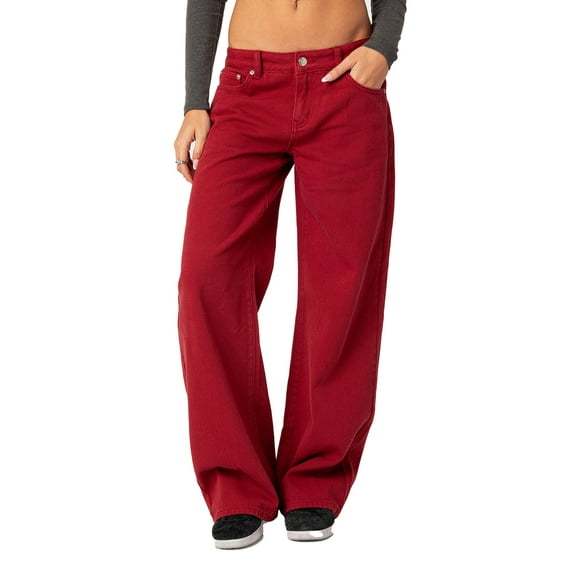 JYYYBF Women Denim Wide Leg Pants Casual Solid Color Loose Jeans Trousers for Work Office Streetwear