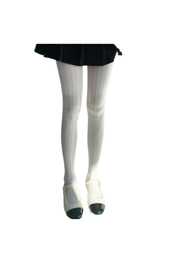 Women Heart Patterned Tights Cute Elastic Waist Footed Pantyhose Soft Lolita Stockings