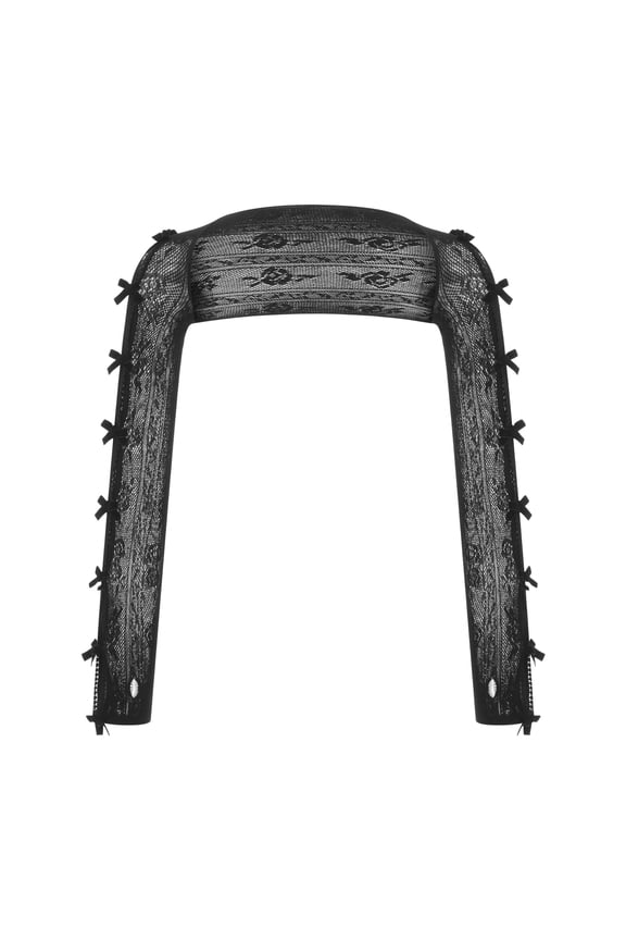 Women Lace Shrug Open Front Cropped Cardigan Bolero Fishnet Shawl Arm Sleeves with Finger Holes Costume Accessories