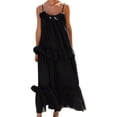 thumbnail image 1 of JYYYBF Women Long Cami Dresses Casual Loose Scoop Neck Back Tie-Up Swing Tiered Ruffled Spaghetti Strap Dress, 1 of 9