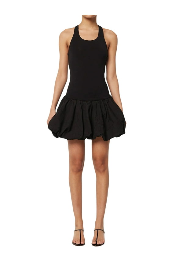 Women Mini Dresses Solid Color Halter Neck Sleeveless Dress Summer Bubble Hem Tennis Dress