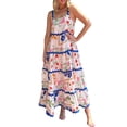 thumbnail image 1 of JYYYBF Women Plus Size Long Cami Dresses Sleeveless Open Back Square Neck A-line Floral Beach Dress, 1 of 8