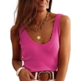thumbnail image 1 of JYYYBF Women Ribbed Tank Tops Solid Color Shell Trim Summer Basic Vest Sleeveless Shirt for Streetwear, 1 of 8