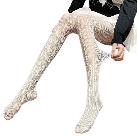 JYYYBF Women Sheer Tights Pantyhose Diamond Star Pattern See Through Stockings for Lolita Cosplay Stage