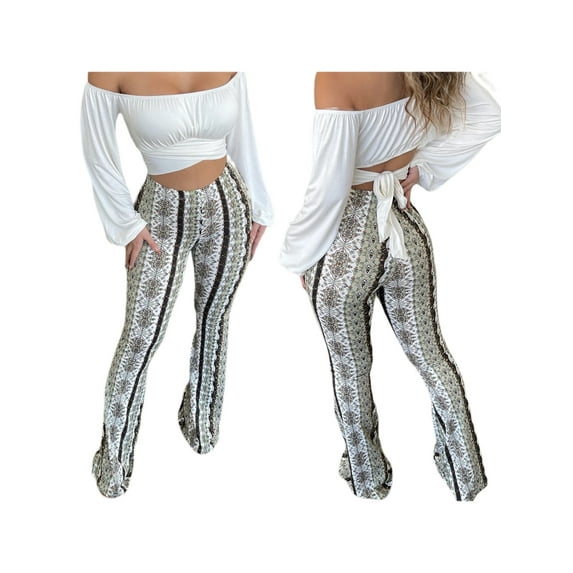 JYYYBF Women Trendy High Waist Slimming Straight Pants, Spring Street Casual Retro Floral Print Trousers