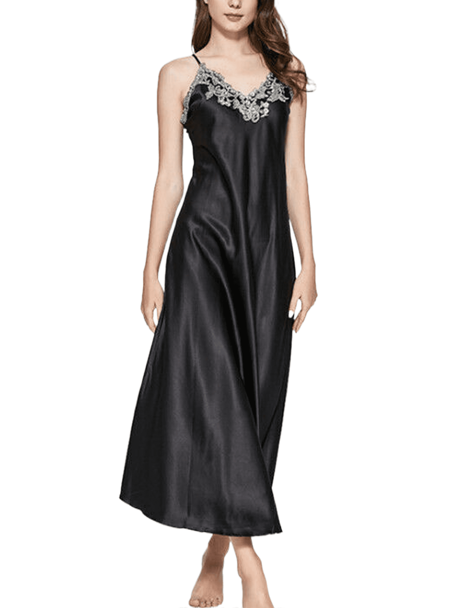 JYYYBF Women's Camisole Nightgown Silk Satin Nightdress Maxi Full