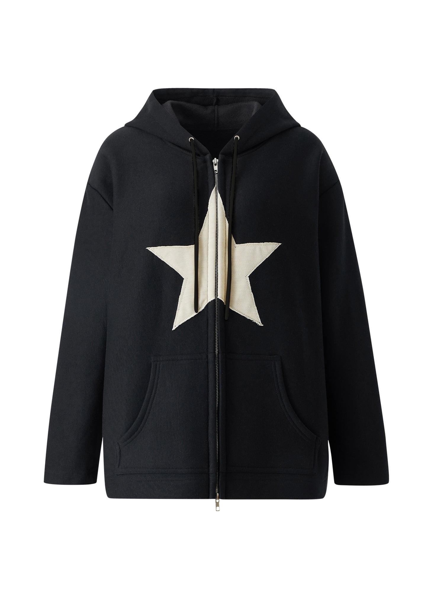 JYYYBF Women's Casual Star Patched Graphic Printed Hoodies 