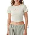 thumbnail image 1 of JYYYBF Women's Crop Tops Tight Fitted Round Neck Short Sleeve Cute Strawberry Print Short T-Shirts Tops for Summer, 1 of 8