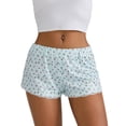 thumbnail image 1 of JYYYBF Women's Floral Shorts Casual Slim Fit Striped Lace Trim Elastic Waist Short Pants Summer Lounge Shorts, 1 of 9