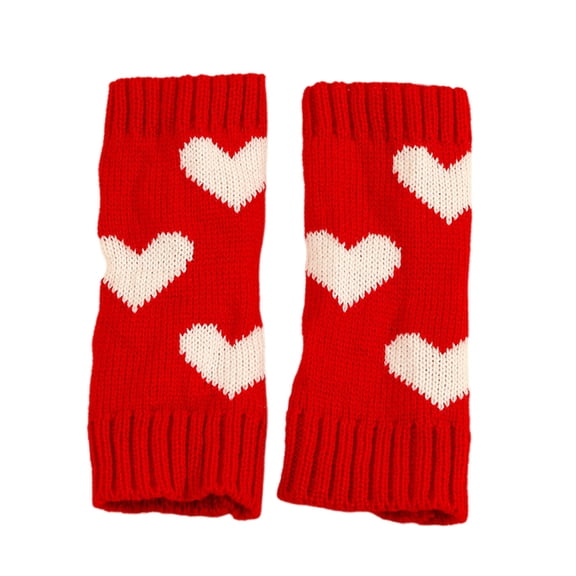 JYYYBF Women's Knit Fingerless Gloves Heart Pattern Warm Arm Warmers for Winter Cosplay Accessories