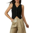 thumbnail image 1 of JYYYBF Women's Knitted Vest Solid Color V-Neck Button Down Lightweight Sweater Waistcoat, 1 of 9