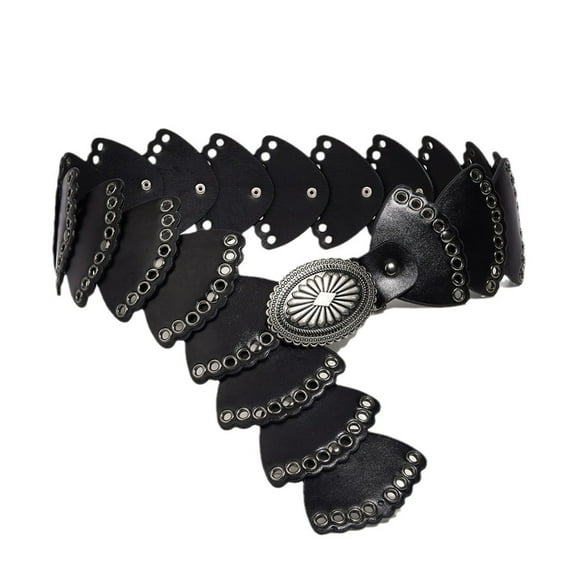 JYYYBF Women's Leather Western Belts Rivets Black Studded Belt Vintage Goth Wide Punk Belts