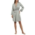 thumbnail image 1 of JYYYBF Women's Spring Summer Satin Robes Long Sleeve Soft Bathrobe V Neck Sleepwear with Belt, 1 of 8