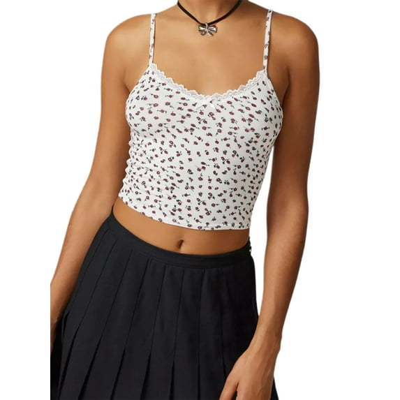 JYYYBF Women's Summer Slim Camisole Sleeveless V Neck Floral Print Cami Tops Nightwear Sleepwear