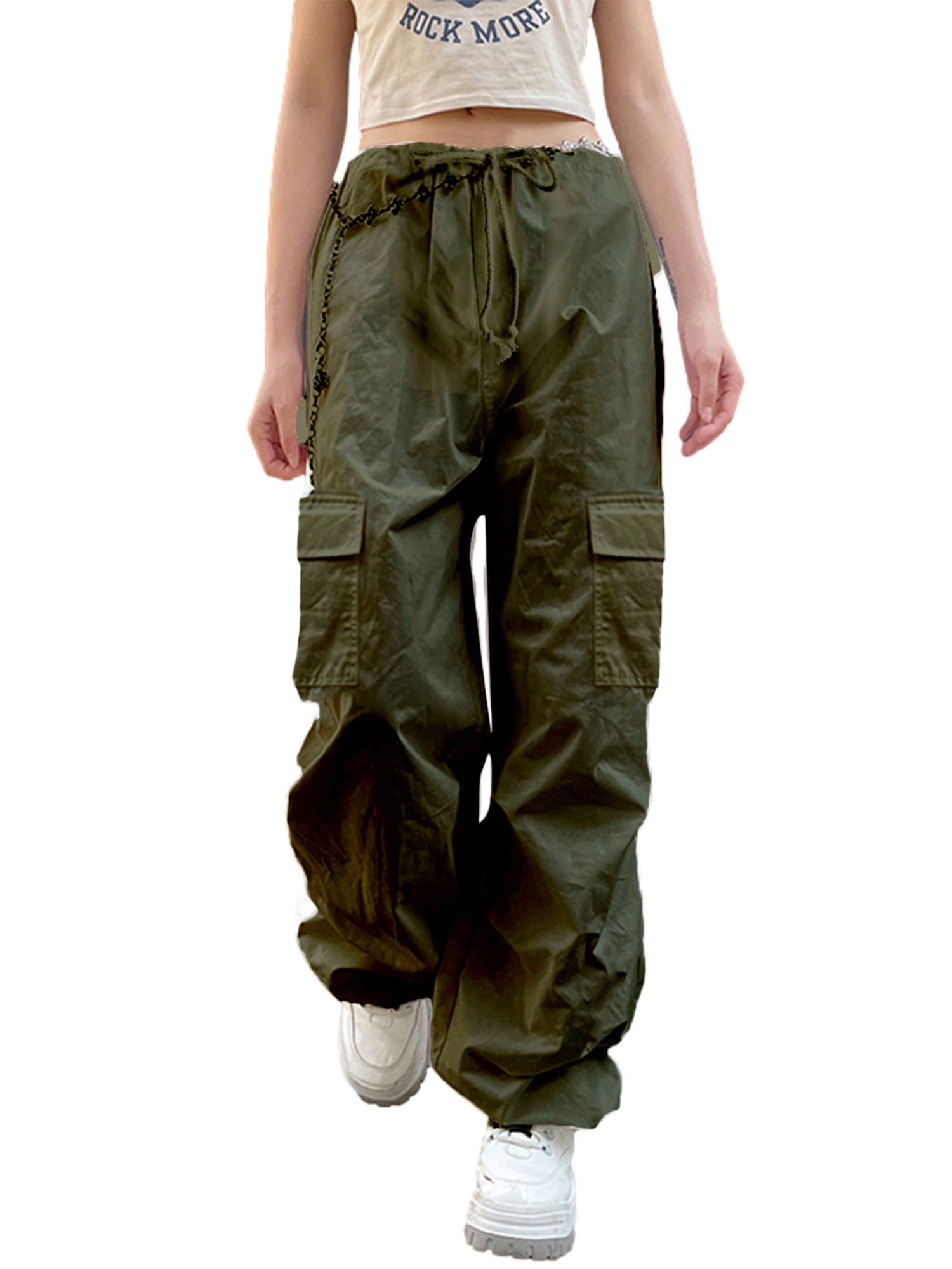 JYYYBF Y2K Baggy Cargo Pants for Women Low Waist Jogger Cinch