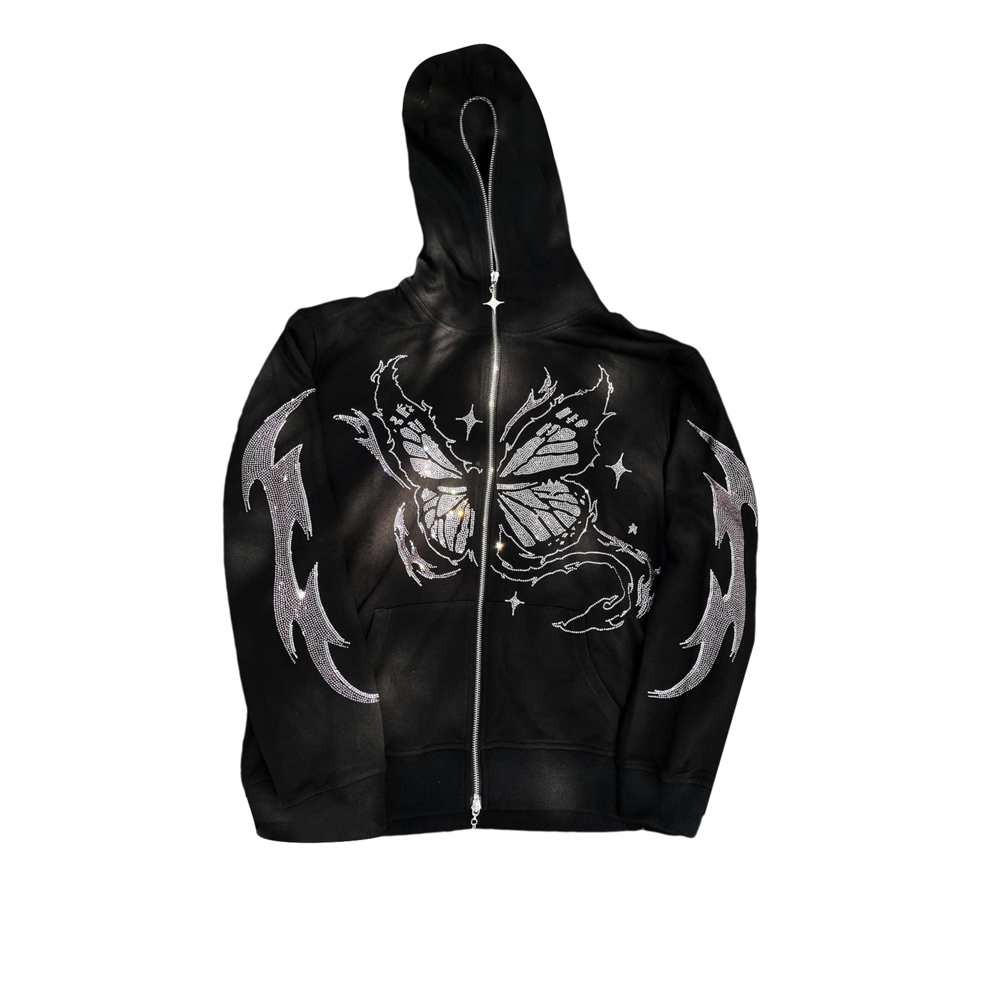 JYYYBF Y2k Skeleton Full Zip Up Hoodies Over Face Women Men Rhinestone  Skull Graphic Print Sweatshirt Gothic Oversized Jackets - Walmart.com