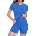 thumbnail image 1 of JYnXIANTI 2 Piece Sets for Women Slim Fit Basic T-Shirts and Biker Shorts Sets Soft Comfy Workout Gym Clothes Sweatsuit Sets, 1 of 5