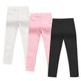 thumbnail image 1 of JYnXIANTI 3 Pack Kids Straight Leg Cotton Pants Girls Casual High Waist Comfortable Casual Daily Tapered Pants with Pockets, 1 of 7