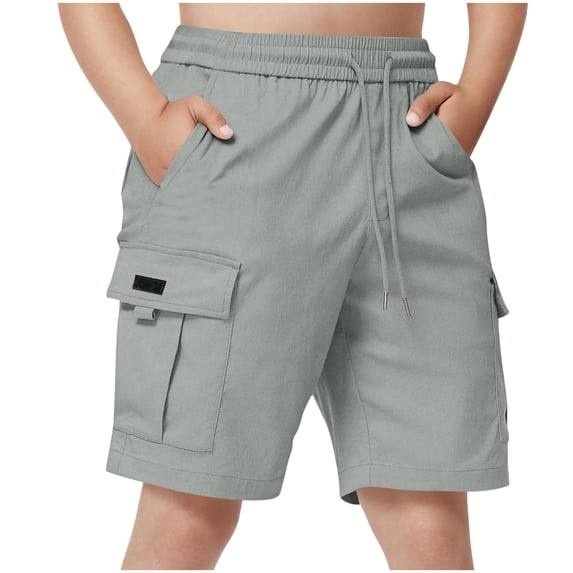JYnXIANTI Boys Cargo Sweat Shorts Summer Elastic Waist Casual Shorts with Pockets Children Outdoor Hiking Shorts for Kids Teens