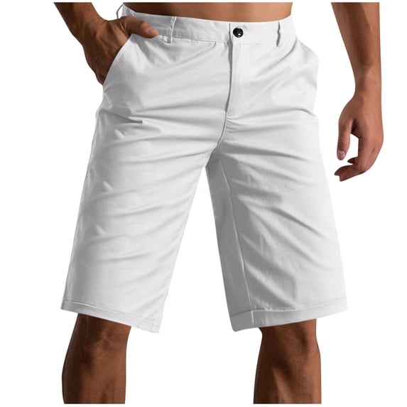 JYnXIANTI Cotton Shorts Men Comfortable Loose Knee Length Shorts Lounge Summer Shorts with Pockets Thin Basic Clothes