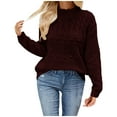 thumbnail image 1 of JYnXIANTI Fall Sweaters for Women Casual Loose Crochet Knitting Pullover Soft Trendy Mock Neck Long Sleeve Tops, 1 of 3