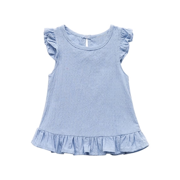 JYnXIANTI Infant Baby Tops Ruffle Sleeve Cotton Linen T Shirts Toddler Girls Round Neck Summer Tee Outfits Beach Clothes