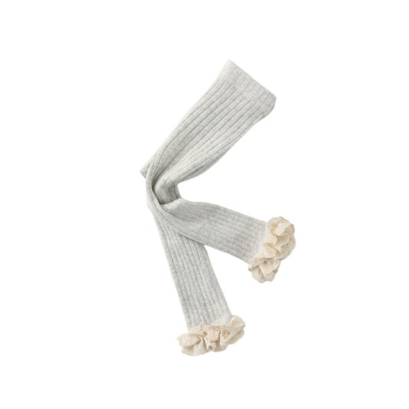 JYnXIANTI Leggings for Girls Trendy Lace Hem Knitted Tights Warm Slim Fit Ribbed Pants Kids Stretchy Fall Winter Thermal Pants