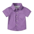 thumbnail image 1 of JYnXIANTI Little Boys Girls Button Down Shirts Short Sleeve Lapel Tops Toddler Summer Clothes Unisex Baby Outfit with Pocket, 1 of 7