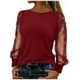 thumbnail image 1 of JYnXIANTI Long Sleeve Shirts for Women Glitter Mesh Patchwork Crewneck Tops Sparkly Trendy Shirts Thin Breathable Outfits, 1 of 7