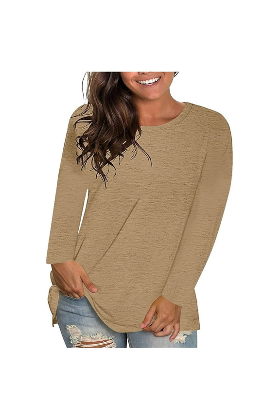 Long Sleeve Shirts for Women Lightweight Crew Neck Layering Tops Casual Soft T Shirt Thin Comfort Fall Clothes