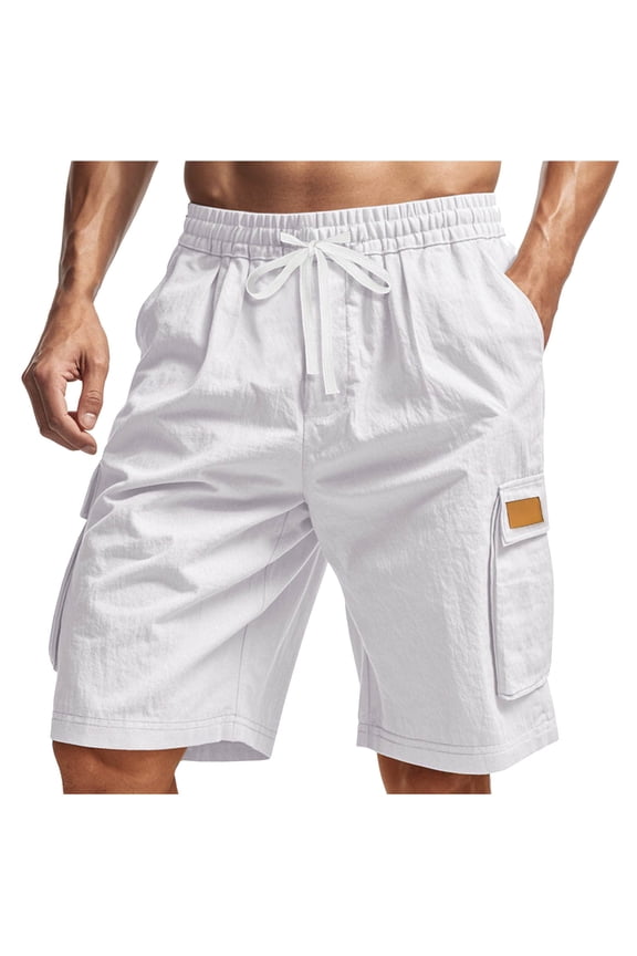 Men's Cargo Shorts Elastic Waist Breathable Comfy Bermuda Shorts with Pockets Outdoor Casual Fishing Hiking Shorts